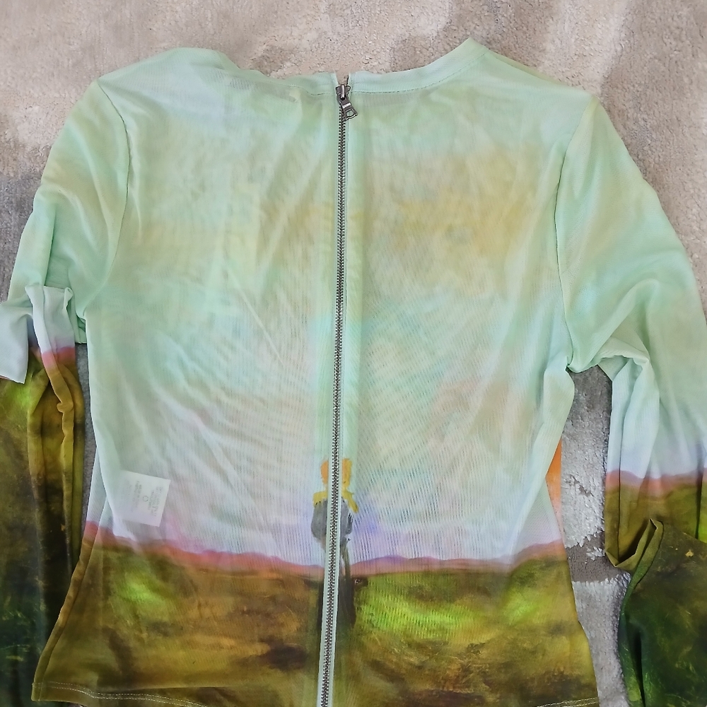 NWT ALICE + OLIVIAA+O X Kidsuper Delaina Long Sleeve‎ Crop Top - Natural - Picture 7 of 10
